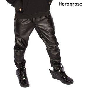 mode kunstleer harembroek mannen slanke skinny broek mannen hip hop broek casual mode elastische taille broek