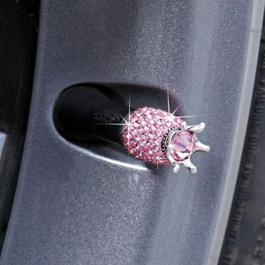 1Pc Roze Clear Diamond Crown Auto Ventieldopjes Bling Crystal Clay Abs Fiets Tyre Wheel Air Dust Caps cover Auto Ornament