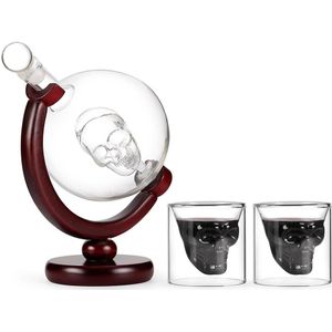 1000Ml Whisky Karaf Antieke Whiskey Dispenser Voor Liquor Bourbon Vodka Globe Decanter Met Afgewerkte Hout Stand