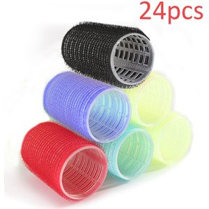 24Pcs Haar Rollen Bang Roll Curler Haar Krultang Plastic Zelfklevende Haar Curling Kappers Gereedschap Meisje Schoonheid Styling tool