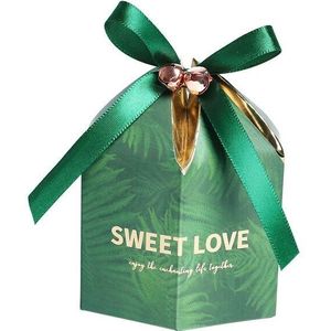 Groene Snoep Doos Met Lint Chocolade Geschenkdozen Souvenirs Voor Gasten Bruiloft Gunsten En Verjaardag Baby Shower Gunsten Dozen