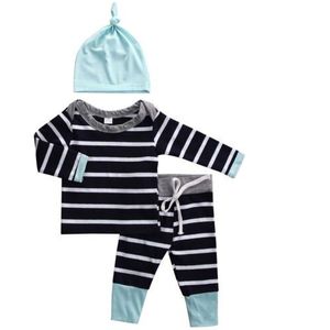 AA 3pcs Baby Boys Girls Kids Clothes Set Newborn Infant Tops T-Shirts Long Sleeve Pants Casual Hat Bodysuit Outfit Clothing Set