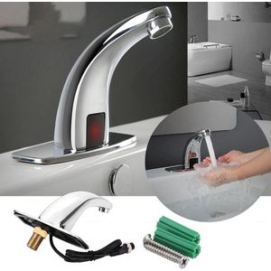 Automatische Sink Mixers Sensor Tap Handsfree Infrarood Water Tap Handen Touchless Koud Inductieve Elektrische Wastafel Kraan Badkamer