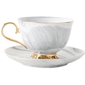 Britse Klassieke Stijl Thee Cup Koffiekopje met Schotel Tilt Patroon Goud Schilderen voor Elegante High Populaire