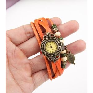 Vrouwen Retro Armband Horloge Mode Boom Blad Hanger Faux Multilayer Armband Sieraden Decoratie Quartz Watchreloj Mujer