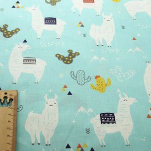 Groene Alpaca Katoen Twill Stof Voor Maken Pyjama, Lakens, Kinderkleding Naaien Quilten Materiaal Voor Baby