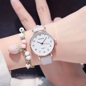 Vrouwen Mode Witte Horloge Quartz Lederen Dames Horloges Ulzzang Eenvoudige Nummer Dial Vrouw Klok Montre Femme