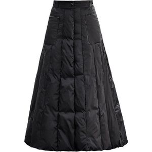 Plus Size 4XL Eendendons Winter Maxi Rokken Vrouwen Zwarte Vintage Hoge Taille Ongedwongen Losse Lange Rok Voor Vrouwen b09509R
