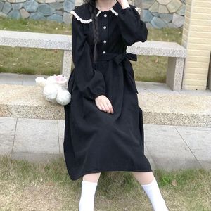 Japanse College Stijl Schattige Pop Kraag Corduroy Jurk Met Lange Mouwen Voor Vrouwen Herfst En Winter Zoete Lolita jurk