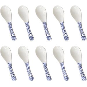 10 Stuks Blauw En Wit Porseleinen Lepel Delicate Servies Voedsel Serveren Lepels Voor Hotel Restaurant