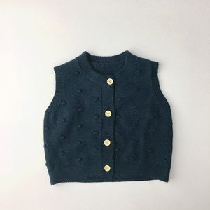 Lente Herfst Kinderen Gebreide Vest Effen Baby Jongens Mouwloos Vest Meisjes Gebreide Tops Kids Leuke Pom Pom Trui Kleding