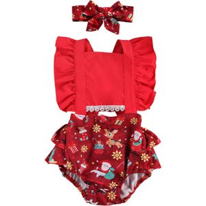 Christams Pasgeboren Jongens Meisjes Mouwloze Romper Herten Afdrukken Jumpsuit Outfits Kleding