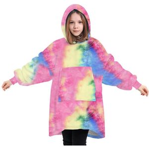 Kid Pyjama Tops Hooded Homewear Fluwelen Vrijetijdskleding Losse Thuis Slapen Douche Gedrukt Kangoeroezak Nachtkleding Winter Warm