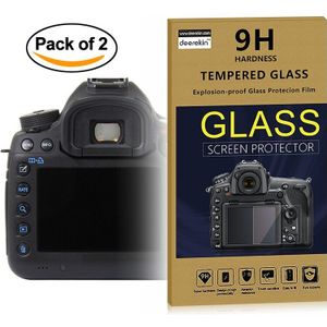 2x Zelfklevende Glas LCD Screen Protector w/Top LCD Film voor Canon EOS 5D Mark IV/ 5D Mark III/5DS/5DSR/5DS R Camera