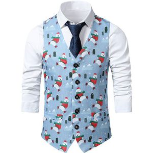 Kerst Beer Print Kerst Vest Mannelijke Slim Fit Vest Mannen Xmas Party Stage Prom Vesten Mannen Cosplay kostuum