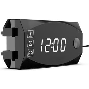 12V 3 In 1 Digitale Led Display Meter Voltmeter Klok Thermometer Indicator Gauge Panel Meter Capaciteit Indicator Voor Motorfiets