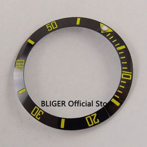 BLIGER 38mm Zwart Steriele Keramische Bezel Blauw Marks Insert Fit 40mm Horloge Case SUB Automatic Horloge lichtgevende Dot BB28