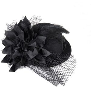 Women Adorned with Flowers Barrette Spring Burlesque Punk Mini Top Hat black