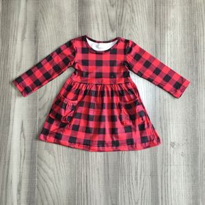 Girlymax Jurk Kinderen Meisjes Rood Zwart Plaid Rok Girl Fall Winter Jurk