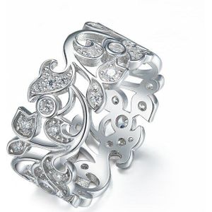 CDE 925 Sterling Zilveren 5mm Brede Ring Secret Garden Geometrische Ring met Zirconia voor Vrouwen Wedding Engagement Sieraden