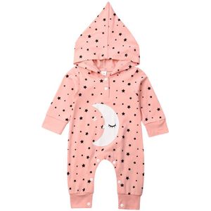 Pasgeboren Baby Kleding Unisex Kids Maan Hooded Jumpsuit Romper Winter Warm Lange Mouwen Katoenen Kleding Sets