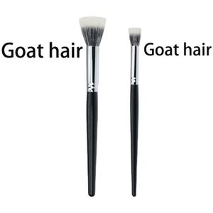 Double-Layer Geitenhaar Brush Meandersteken Meandersteken Blush Highlighter Make-Up Borstel Foundation Markeerstift Meandersteken Make-Up Tool