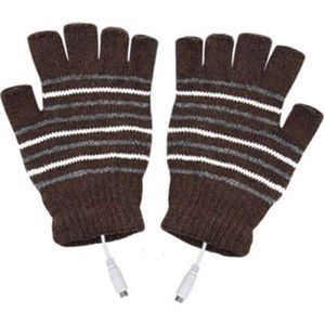 Usb Verwarmde Handschoenen Voor Mannen En Vrouwen Mitten, Usb 2.0 Aangedreven Verwarming, Strepen Patroon Breien Handen Warmer, vingerloze Wasbare