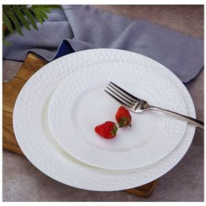10 inch, plain white bone china serveerschaal, creatieve e 3D water , witte diner plaat portie, keramische servies deco