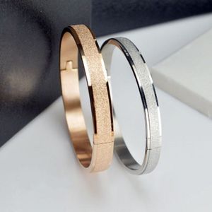 Eenvoudige Rose Goud Mode Punk Luxe Liefde Armbanden Armbanden Grind Kruimelig Frosted Armbanden Voor Vrouwen Mannen Paar Cool Sieraden