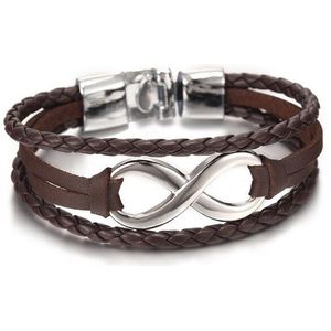 zilveren armband met een oneindige keten van lederen armband voor mannen en vrouwen met Vriendschap Armband