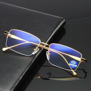 Anti Blauw Licht Blokkeren Leesbril Vrouwen Mannen Vierkante Half Frame Presbyope Bril Dioptrie + 0 + 1.0 1.5 2 2.5 3 3.5 4.0