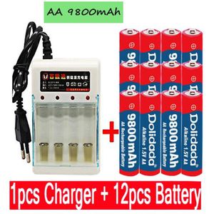 Dolidada Tag 9800 Mah Oplaadbare Batterij Aa 1.5 V. Oplaadbare Alcalinas Drummey + 1Pcs 4-Cell Battery Charger