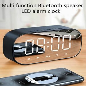 Led Spiegel Wekker Digitale Draadloze Bluetooth Speaker Thuis Subwoofer Mobiele Telefoon Mini Wekker Bluetooth Kleine Audio