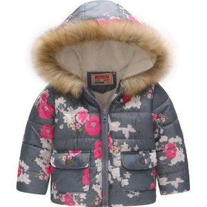 Citrus Winter Kinderen Warm Donsjack Baby Meisje Kleding Kinderen Print Kapmantel Sneeuw Dragen Met Hoed