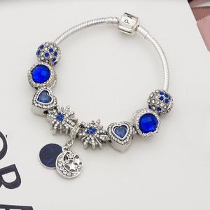 Vrouwen Armband Blauwe Klassieke Liefde Kralen Maan Hanger Diy Armband Dames Mode Bedelarmband