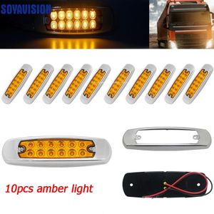 10Pcs 12 Led Truck Vrachtwagens Bus Ontruiming Side Marker Indicatoren Licht Geel Cab Marker Trailer Marker Lights 12V 24V