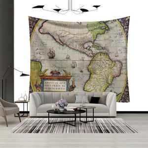 Retro Wandtapijten Wereldkaart Tapijt Muur Mural Nursery Wasbare Art Decals Dekbed Tapijten Home Decor Wandtapijten