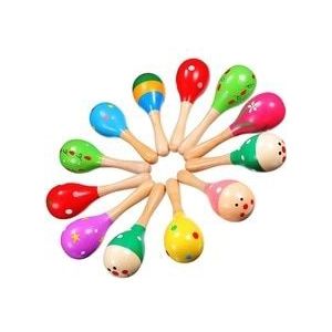 -12 Stukken Maracas Voor Maraca Party Gunsten Houten Maracas Kleurrijke Mini Maracas Voor Fiesta Gunsten Muziekinstrumenten