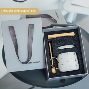 Luxe Keramische Geometrische Plaid Polka Dot Patroon Korte Koffie Mok Goud Ontbijt Melk Water Cup Drinkware Paar Creatieve