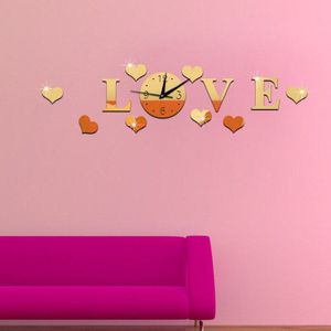 3 D Liefde Acryl Crystal Klok Interessante Diy Klok Met Digitale Wandklok Korte Kalmeren De Beste Home Decoratie