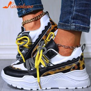 Karinluna Casual Vrouwelijke Platte Platform Lace-Up Luipaard Vrouwen Platform Schoenen Mode Vulcaniseer Sneakers