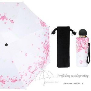 Creatieve Zwarte Coating Vlinder vrouwen Paraplu Anti UV Strand Vrouwelijke Parasols Drie/Vijf Folding Pocket Reizen Parapluie