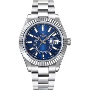 40 Mm Rvs Case Automatische Sport Heren Horloges Blauw Steriele Wijzerplaat Lichtgevende Machines Heren Horloge