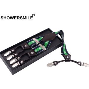 Groene Jarretel Mannen Riem 6 Clips Business Casual Bruiloft Mens Bretels Elastische Plus Size Y Terug Mannelijk Overhemd Bretels 125cm * 3.5Cm