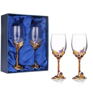 Hoogwaardige Crystal Champagne Fluiten Stand Metaal Met Emaille Creatieve Stijl Beker Glas Bruiloft Verjaardag Borrelglaasjes Set