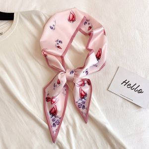 Bloemenprint Sjaal Voor Vrouwen Skinny Zijde Haar Sjaals Tas Stropdas Foulard Vrouwelijke Halsdoek Vrouwelijke Lange Lint Band