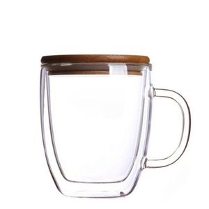 Xinchen 350 Ml Double-Layer Holle Glas Bier Mok Met Deksel Kopje Koffie Platte Bodem Thee Cup Anniversary Voor Echtgenoot