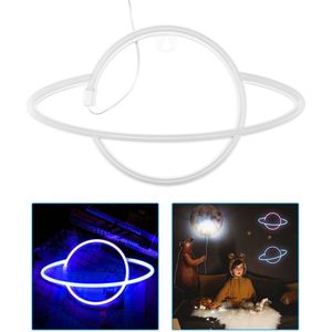Led Neon Lamp Elliptische Planet Shaped Teken Neon Light Batterij Aangedreven Home Decoratieve Muur Light Party Room Verlichting