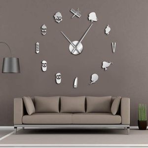 Kapper 3D Diy Mute Wandklok Schoonheidssalon Wall Art Decor Giant Big Naald Frameloze Klok Horloge Met Spiegel effect Sticker