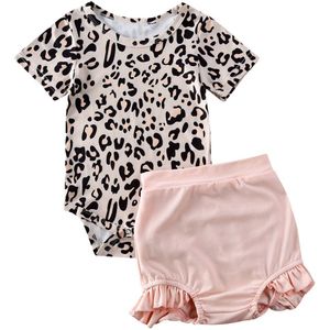 Peuter Meisje Kleding Pasgeboren Kids Baby Girl Leopard Tops Bodysuit Shorts Broek Outfit Kleding 2 Stuks Set